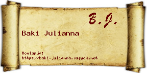 Baki Julianna névjegykártya